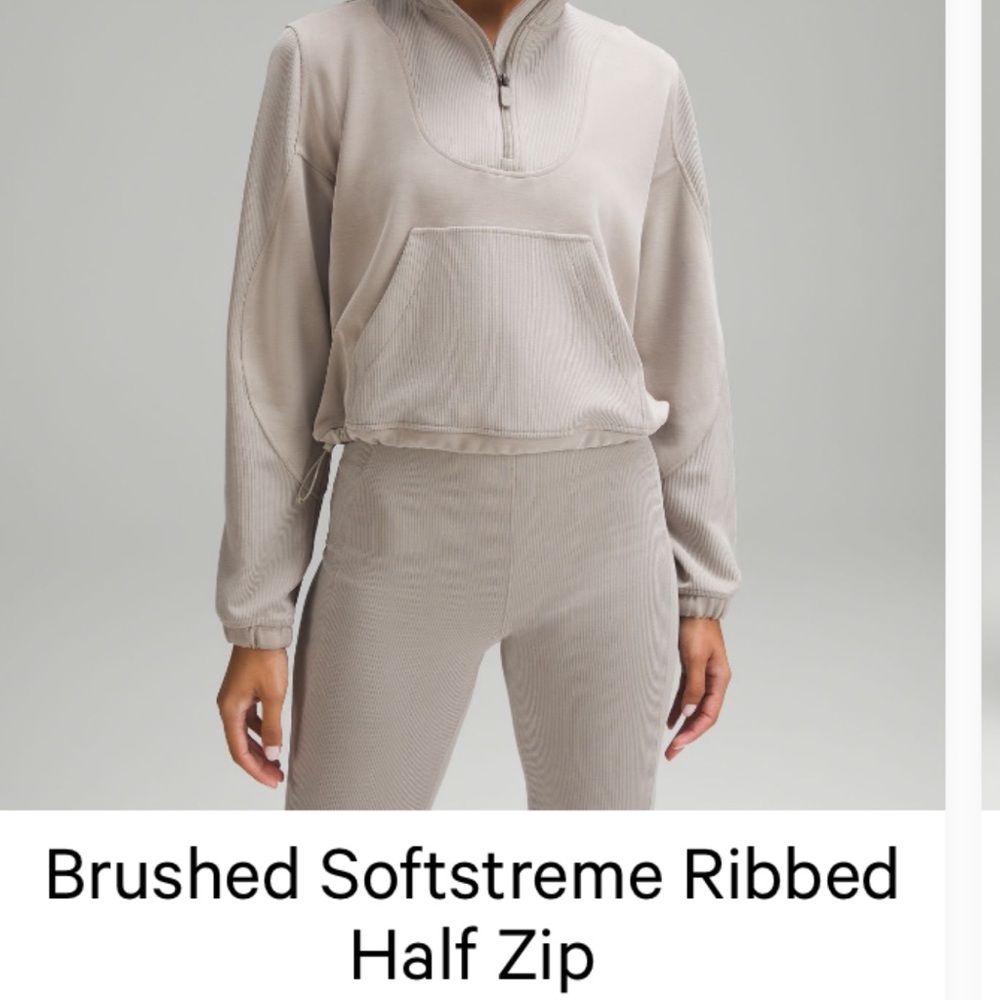 Lululemon Brushed Softstreme Ribbed Set in Color Riverstone.